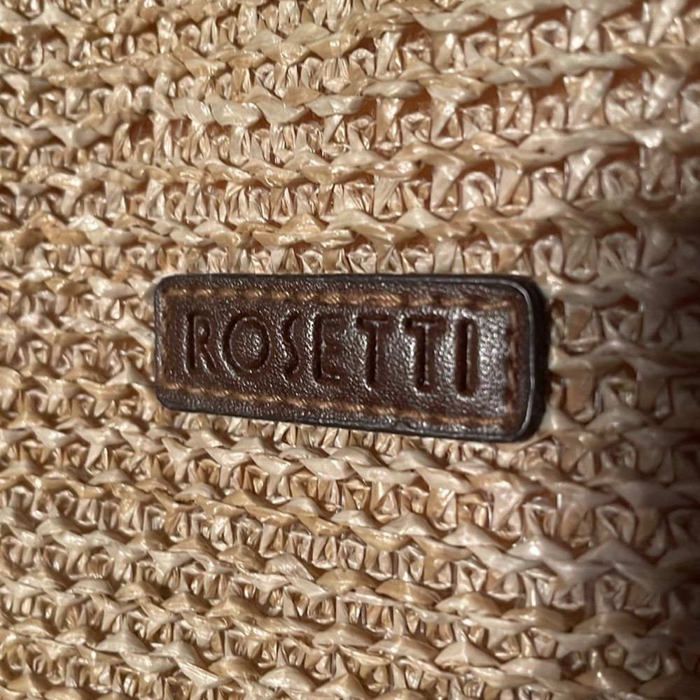 Rosetti Woven Straw Tan Purse With Brown Faux Leather Handles & trim intage EUC - Picture 2 of 13